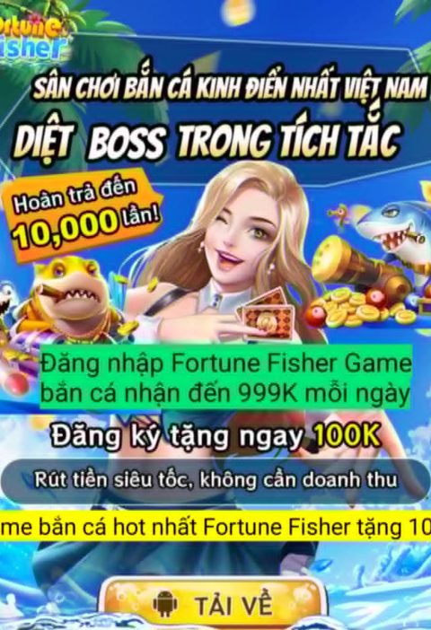 Hình ảnh minh họa Game bắn cá Fortune Fisher với giao diện đẹp mắt, nhiều chế độ chơi hấp dẫn và chương trình tặng 100K cho thành viên mới.